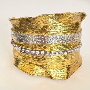 Karine Sultan 24k Gold-Plated Ruffled Cuff Bracelet